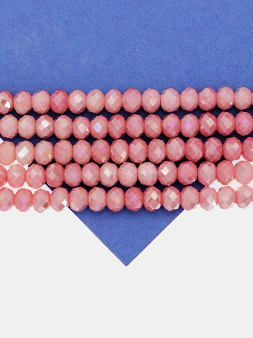 Хрусталь Рондели 6мм, розовый АВ шайн, нить, Х505