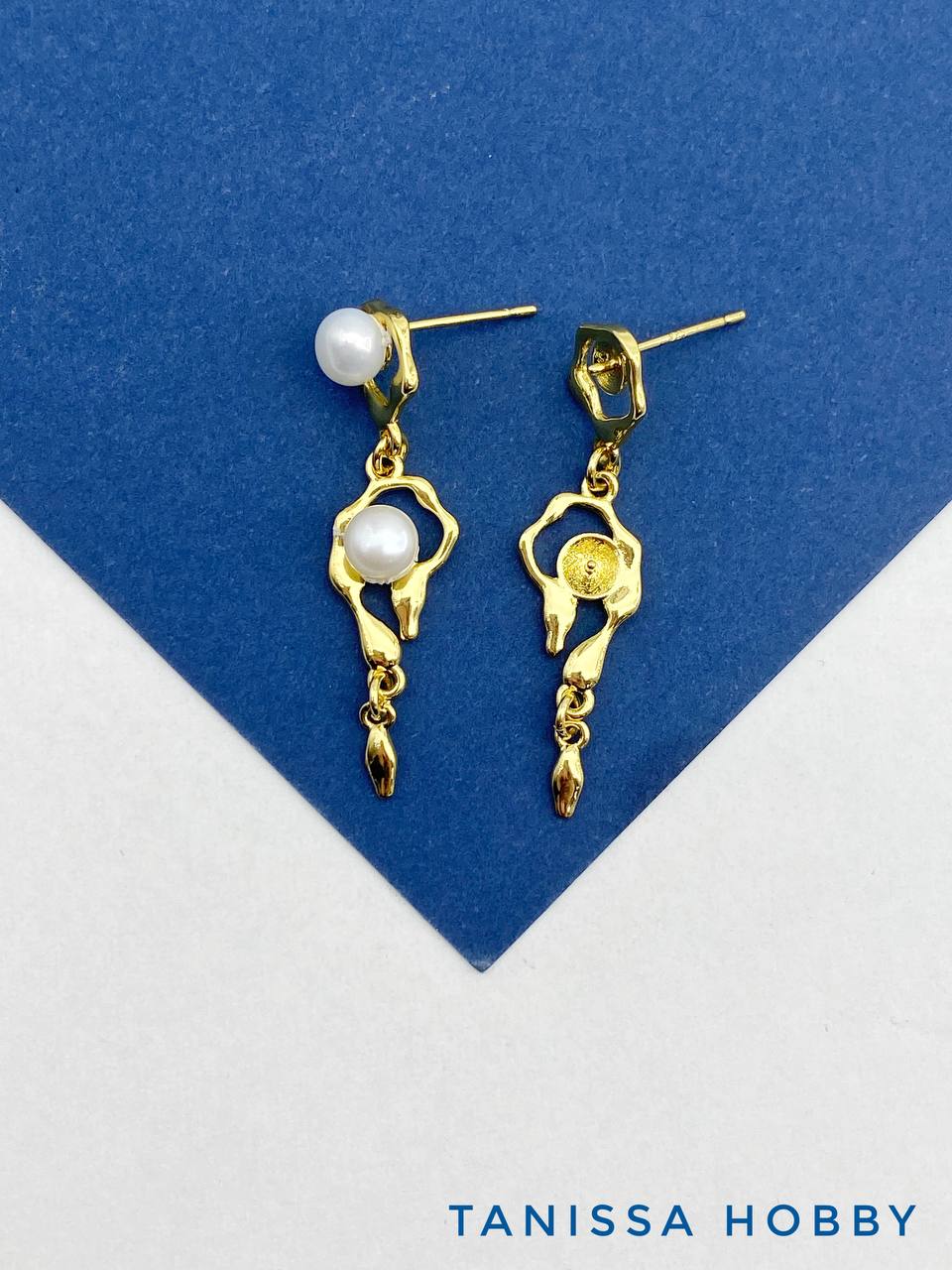 Швензы пусеты, основа для вклейки, позолота, ШВ224