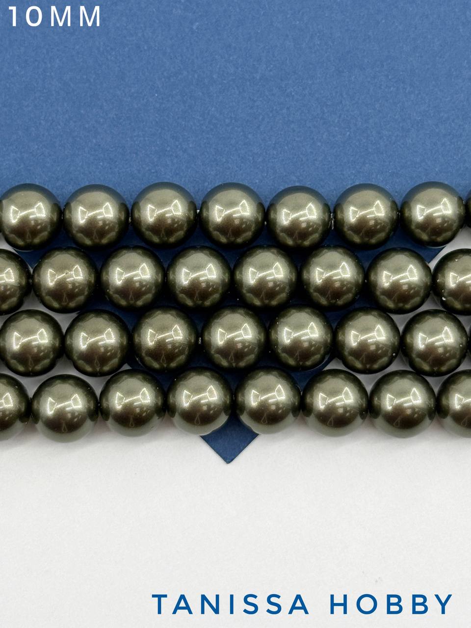 Жемчуг Майорка, зеленый хаки, Dark Green, 10мм, нить, МА219