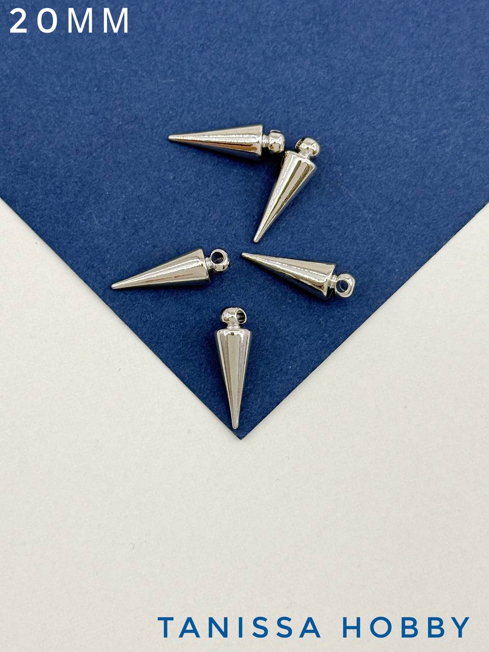 Подвеска конус шип 18мм, родий, 5шт, ОПТ050