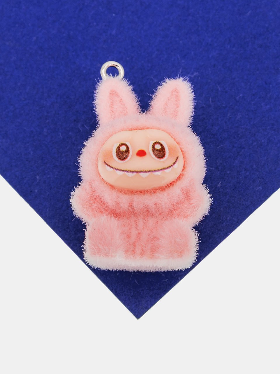 Подвеска плюшевая игрушка зайчик, 30х20мм, розовый, пластик, П311