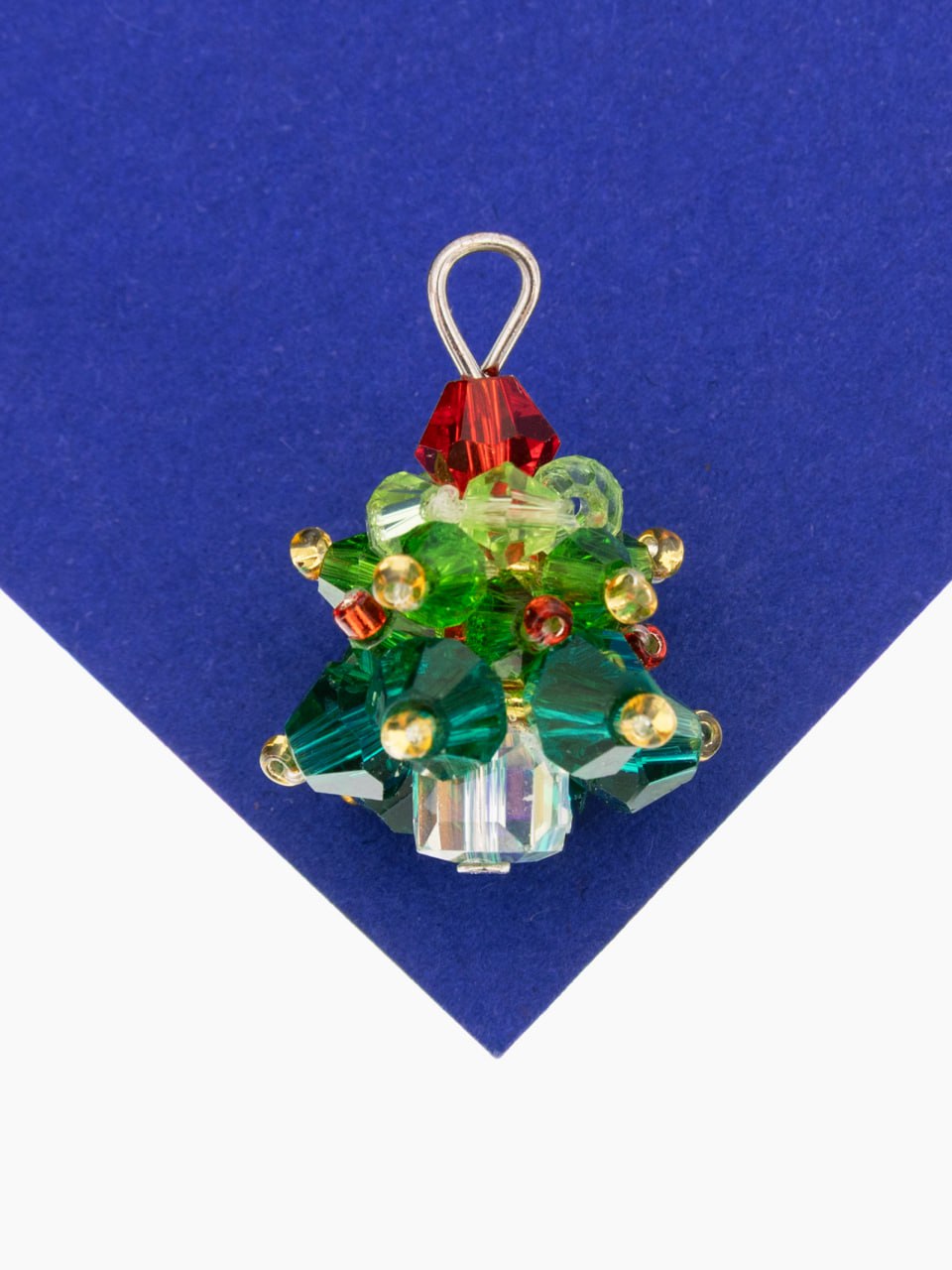 Подвеска елочка из хрустальных бусин, Х281