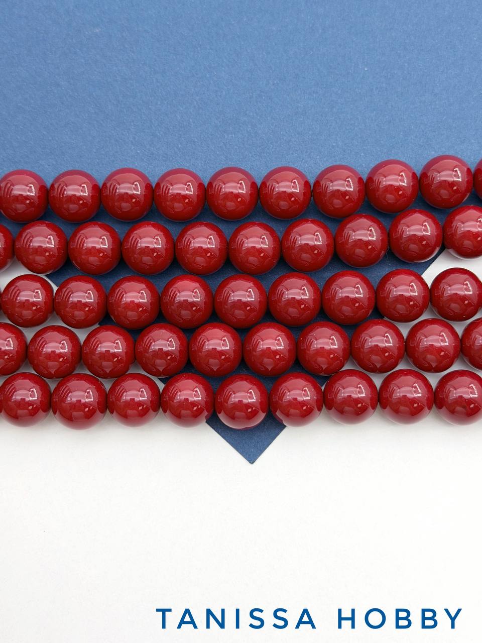 Жемчуг Майорка, круглый, красный вишневый, 10мм, нить, МА306