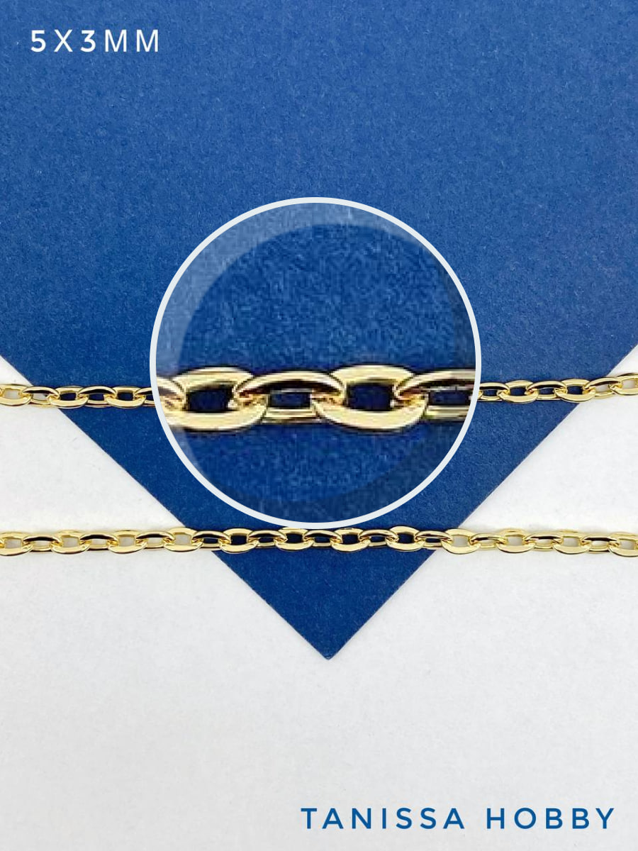 Цепочка якорная овалы, 5х3мм, позолота, 50см, СН269
