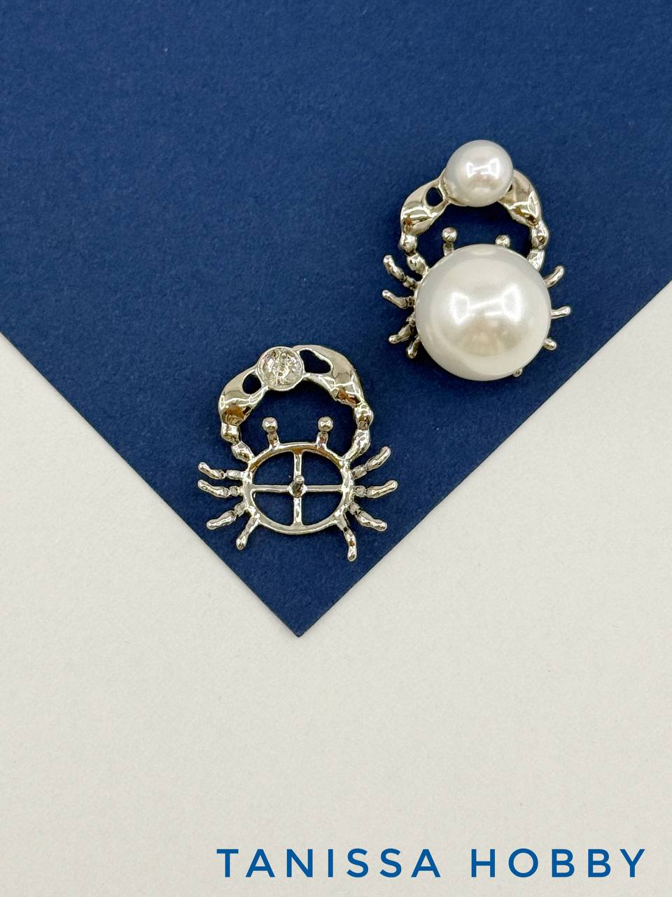 Подвеска краб для вклейки, 20мм, родий, В127