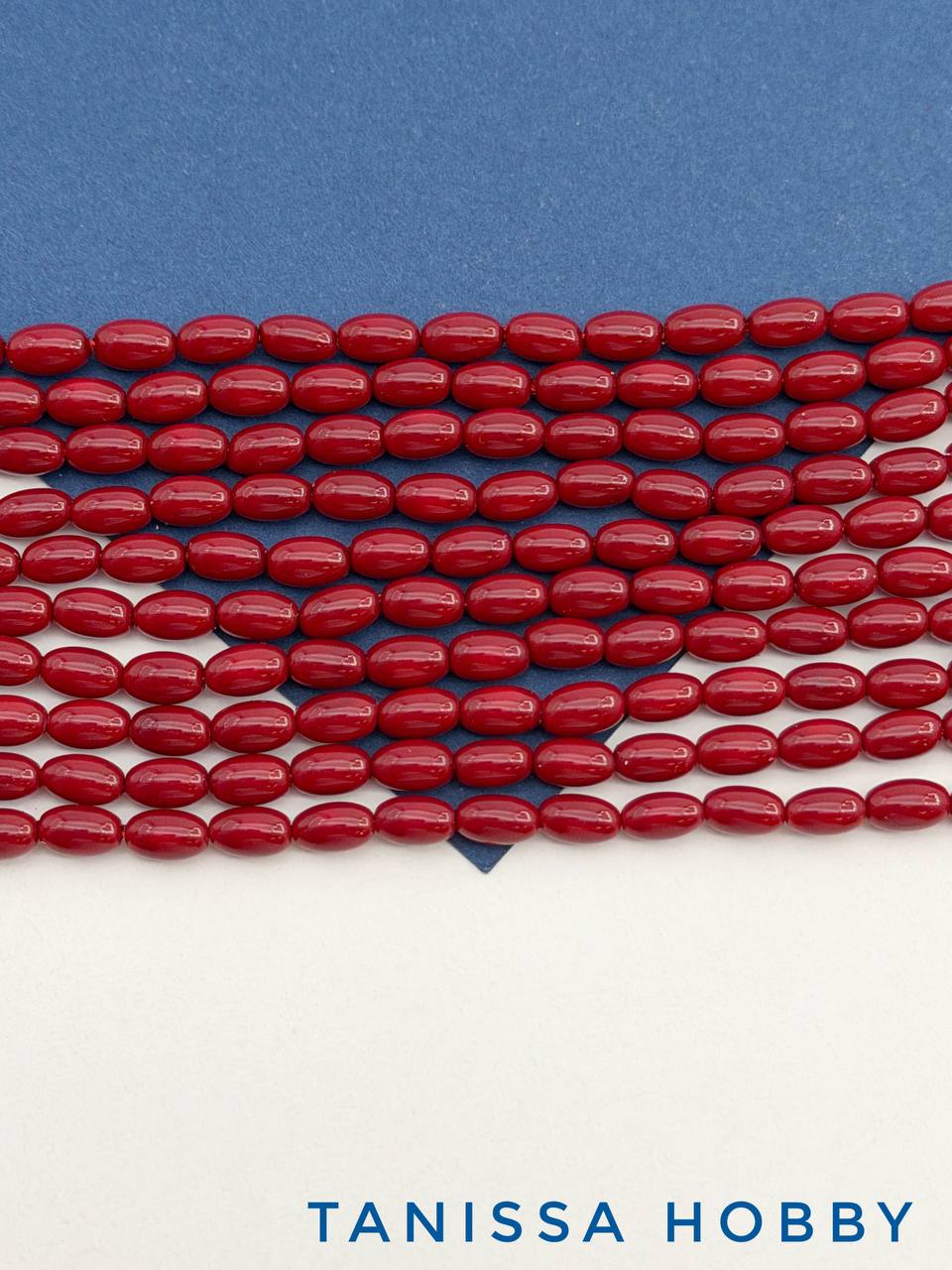 Жемчуг Майорка, рис 6х4мм, красный вишневый, нить, МА307