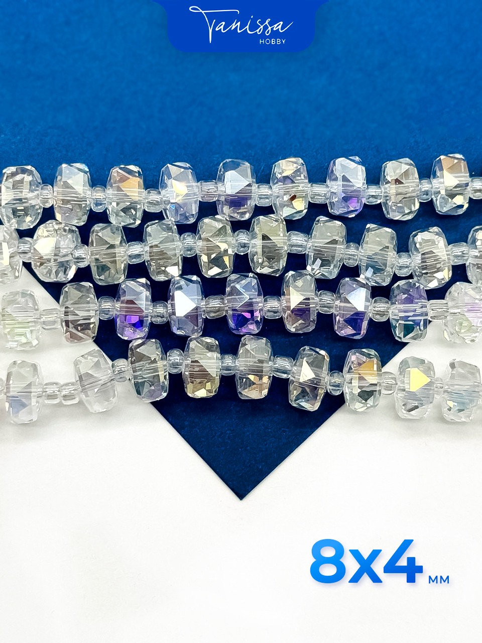 Хрусталь Рондели, шайба, прозрачный АВ, 8х4мм, 38 штук, 1/2 нити, Х384