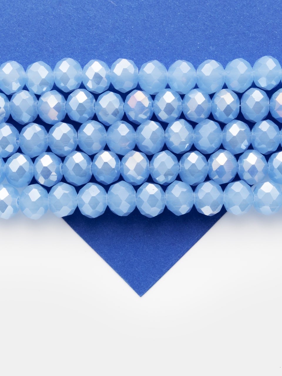Хрусталь Рондели 10мм, светлый синий АВ шайн, 1/2 нити, Х515