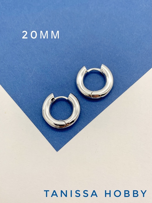 Швензы конго, кольца, бублики 20мм, родий, Корея, 949