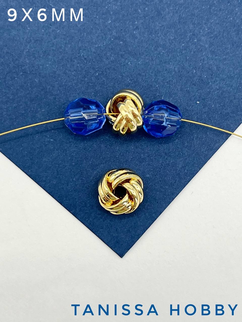 Бусина разделительная, вензель, 9х6мм, позолота, Р335