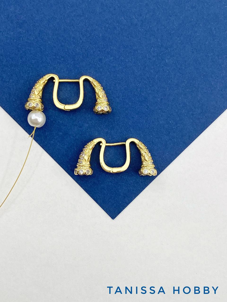 Швензы английский замок с концевиками для тросика и нити, позолота, ШВ411