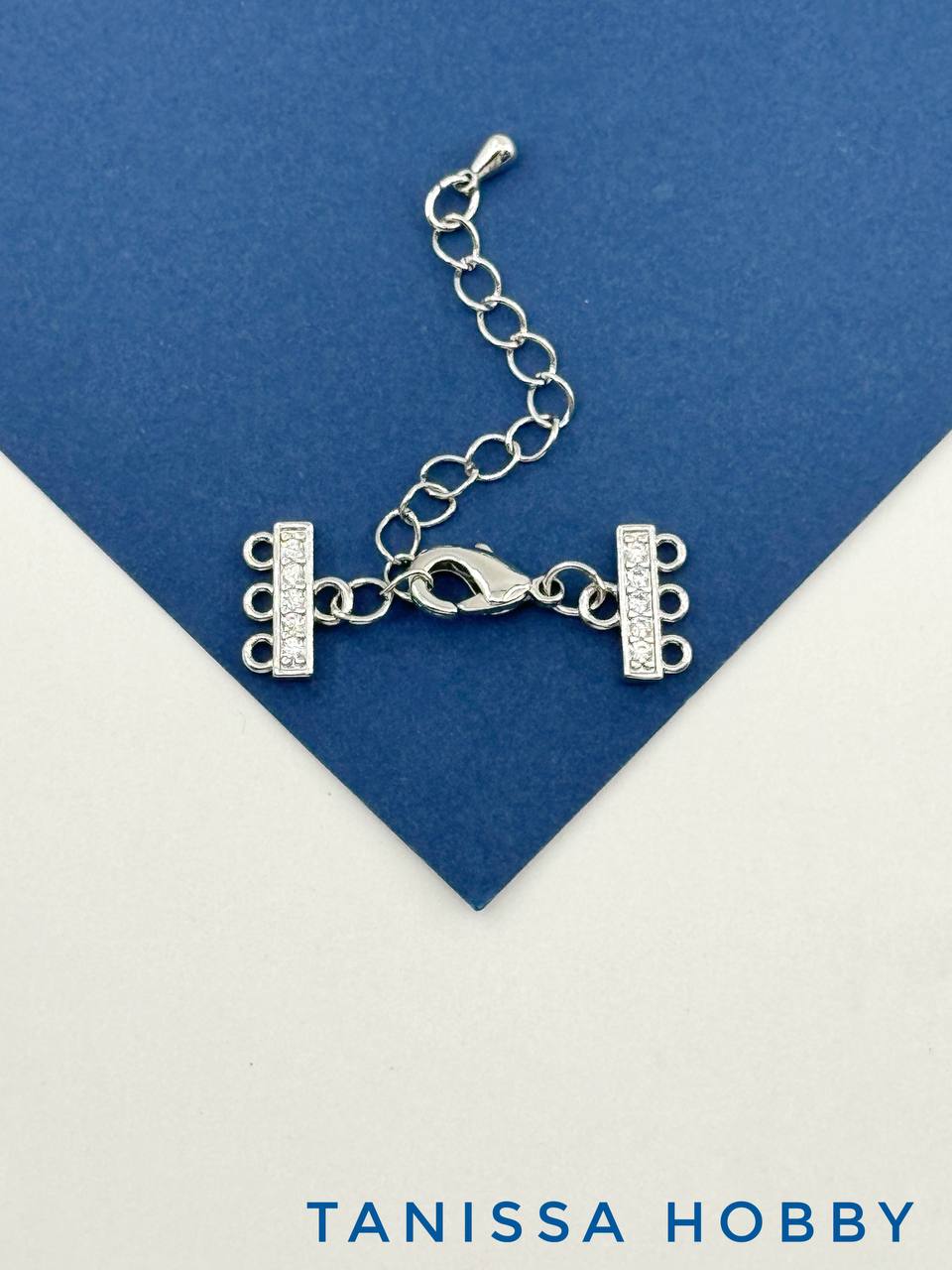 Карабин с коннекторами на 3 нити, родий, К305