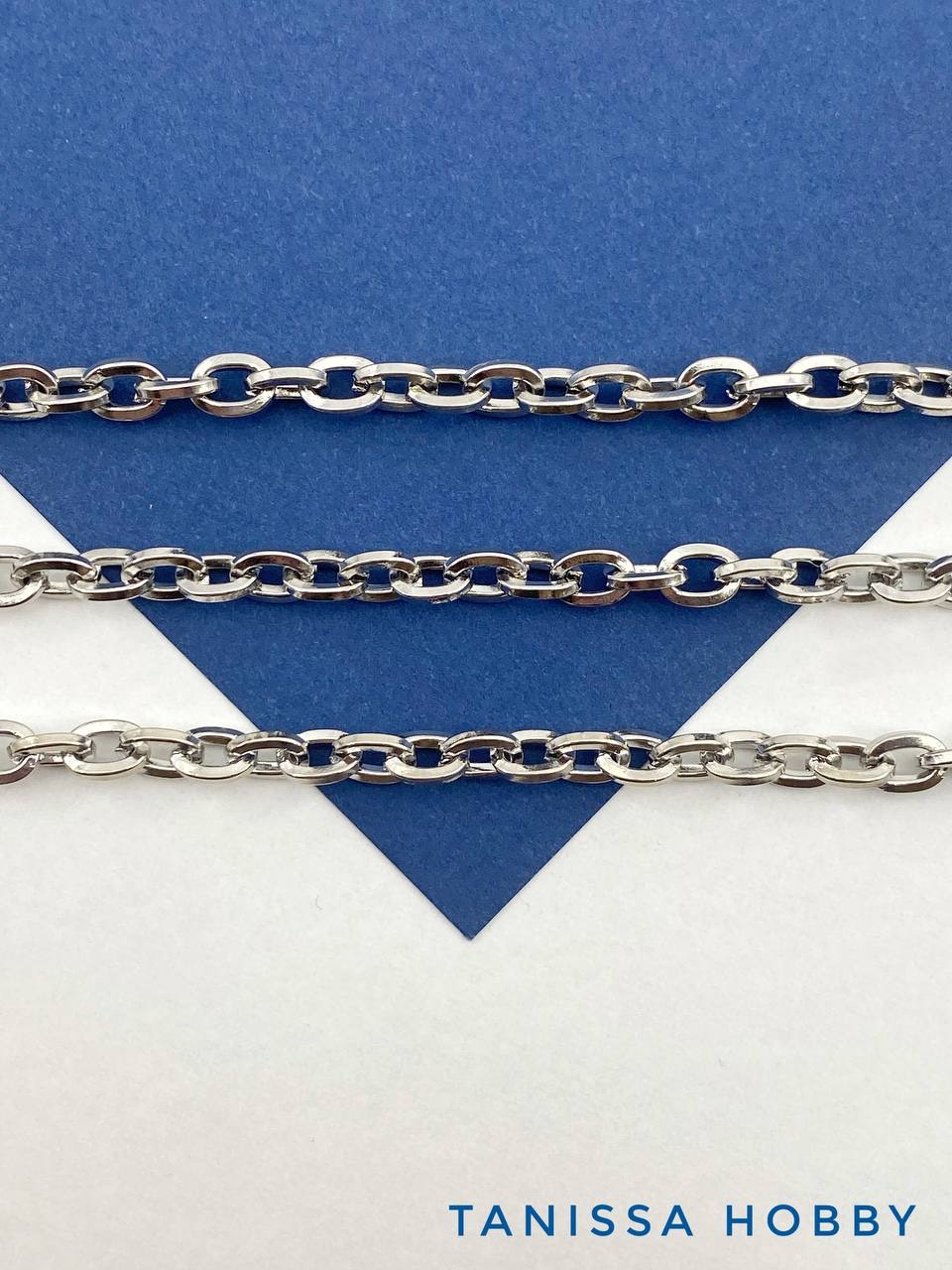 Цепочка якорная овалы, 6х4мм, родий, 50см, СН266