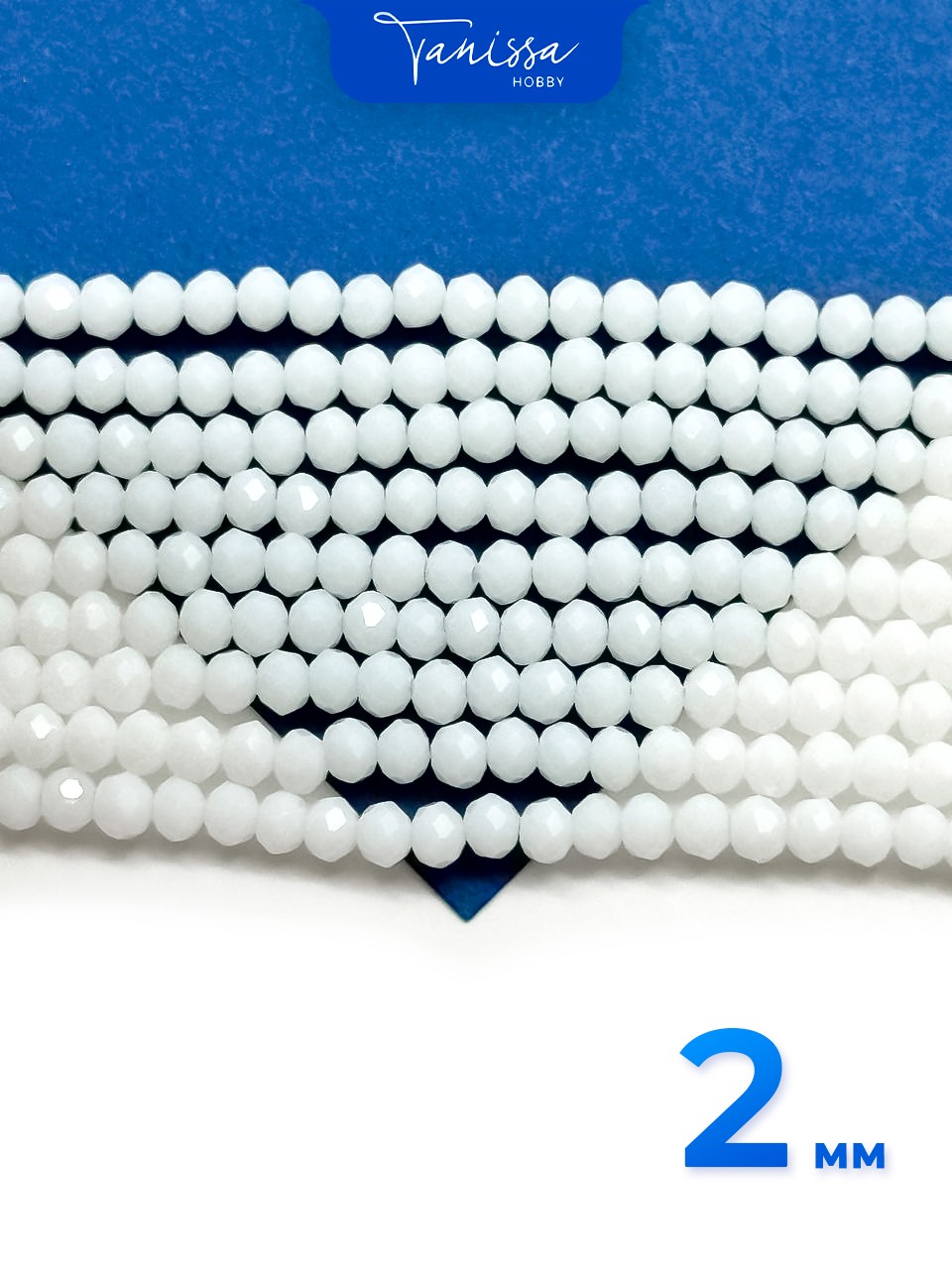 Хрусталь Рондели 2мм, белый, нить. Х100