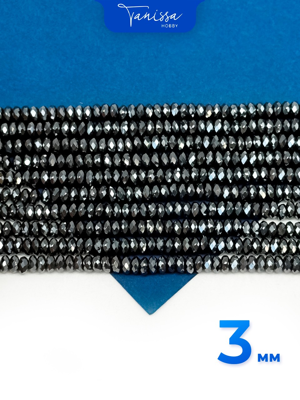 Гематин гематит бусины шайба, диск, огранка, 3мм, черный, нить, ГТ025