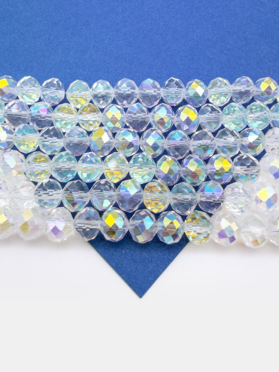 Хрусталь рондели 8мм, прозрачный ультра АВ, нить, Х524