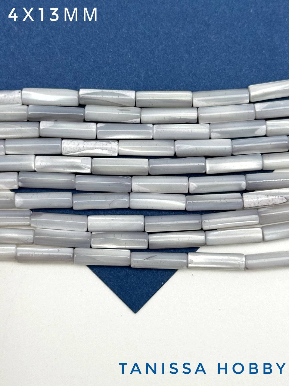 Перламутр бусины трубочки, серый, 13мм, 1/2 нити, ПМ034