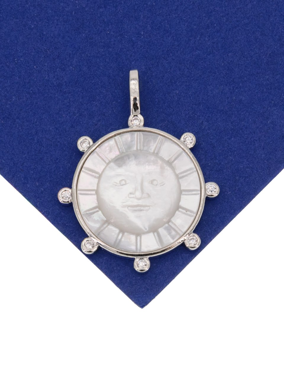 Подвеска перламутр солнце 25мм, родий, А413