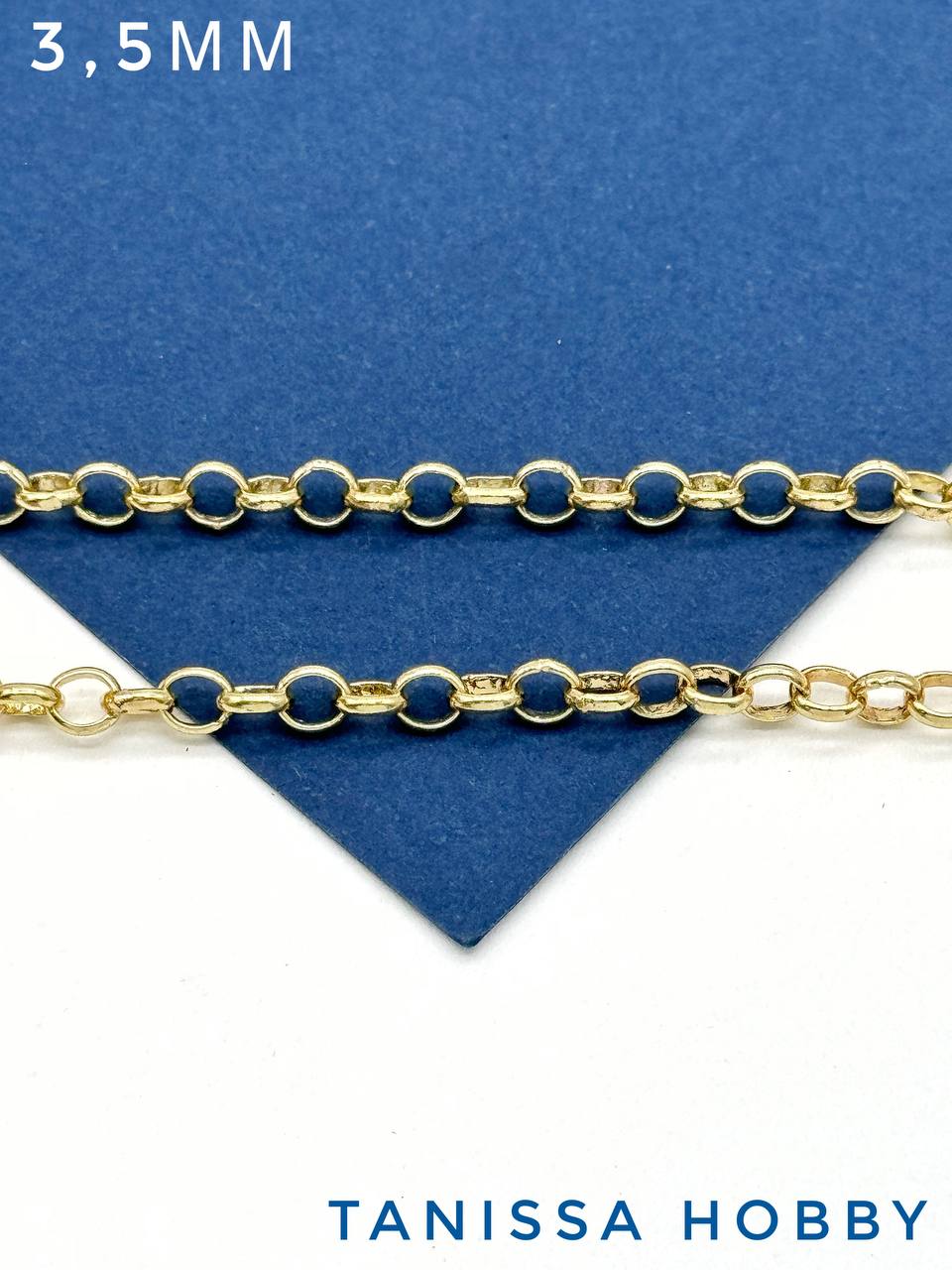 Цепочка ролло, 3,5мм, позолота, 50 см, СН099