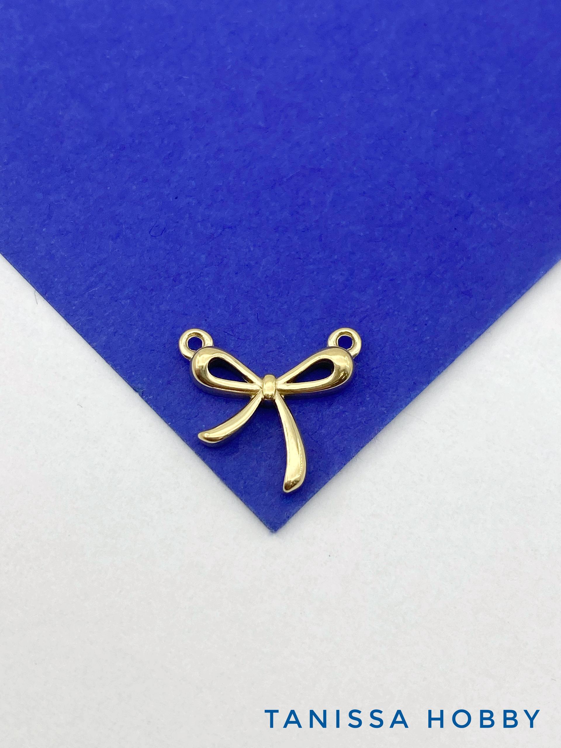 Коннектор бантик, 15мм, сталь, позолота, Ш433