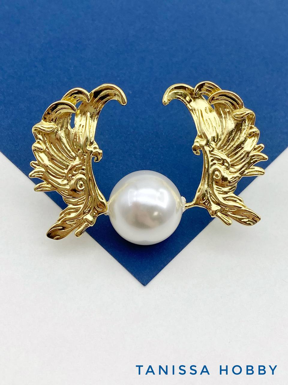 Крылья для вклейки, 40х22мм, ПАРА, позолота, В409