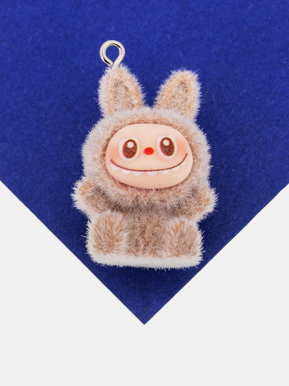 Подвеска плюшевая игрушка зайчик, 30х20мм, коричневый, пластик, П313