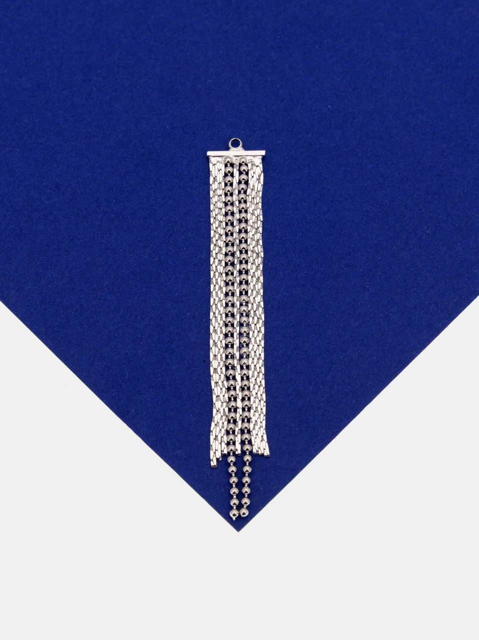 Подвеска цепочки кисточка с шариками 66мм, родий, ШТУКА, С417