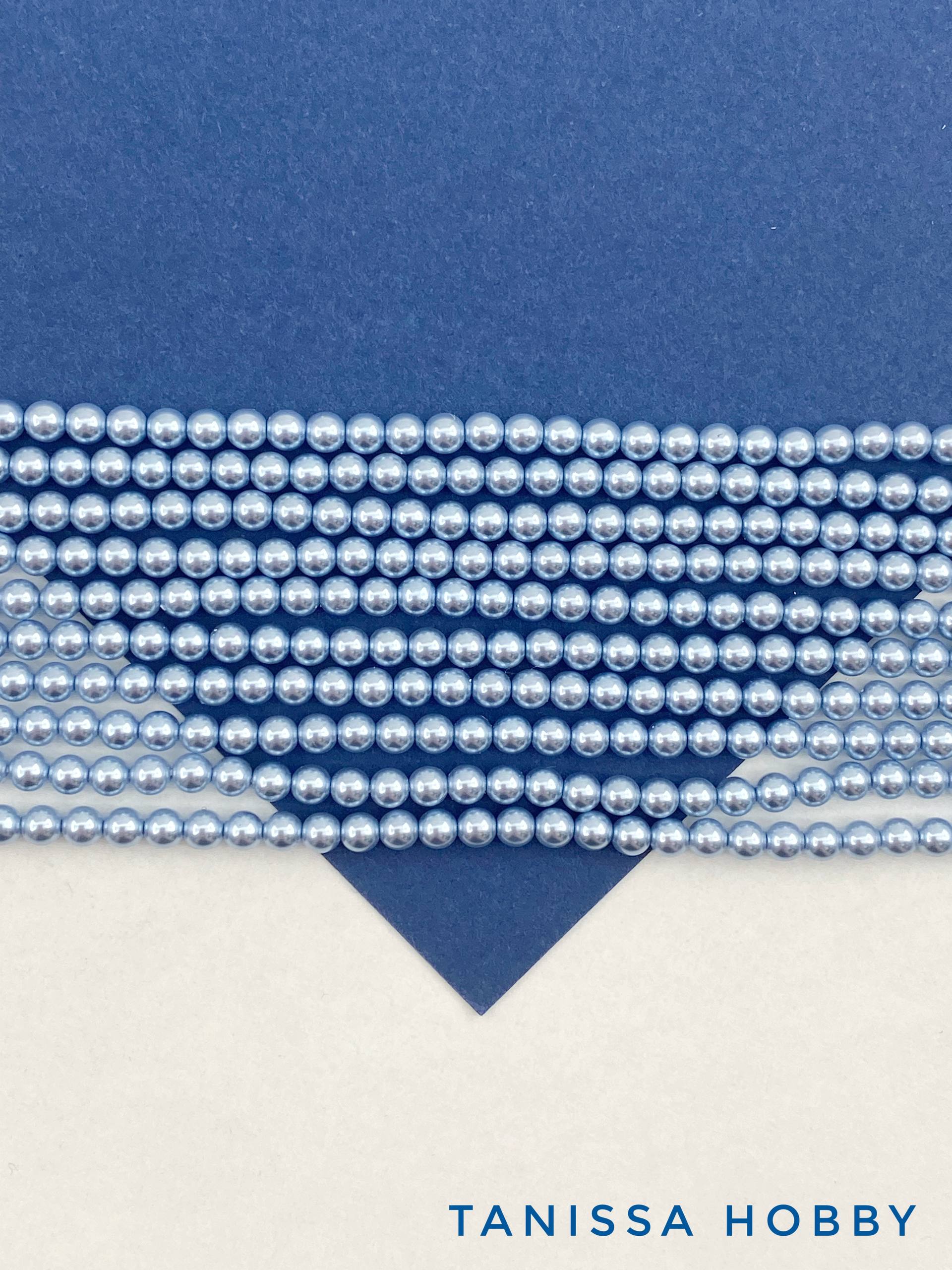 Жемчуг Майорка, голубой, Baby Blue, 3мм, нить, МА266