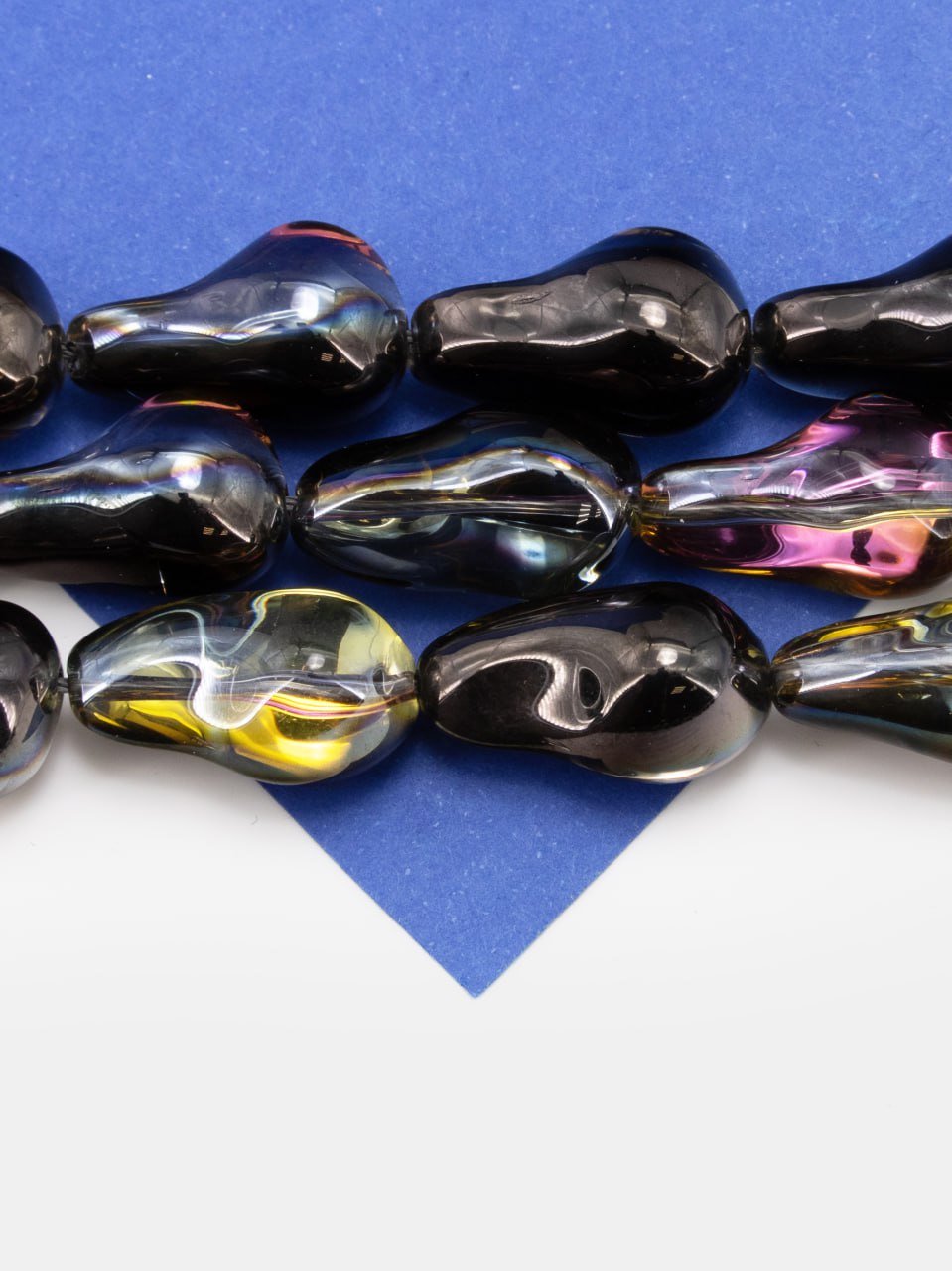 Хрусталь бусина Барочный жемчуг, черный радужный АВ, 22х13мм, штука, Х228