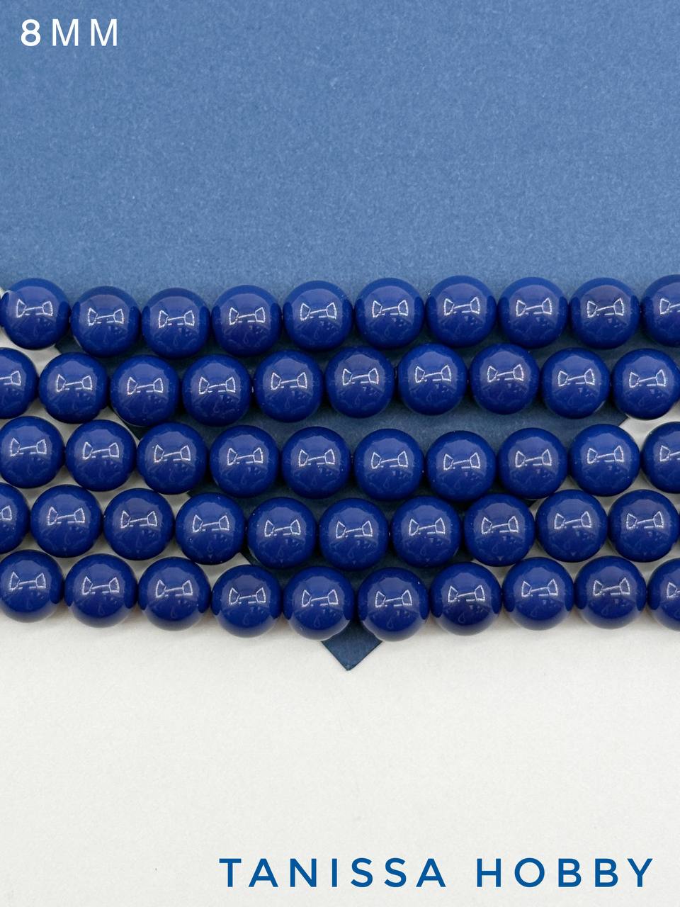 Жемчуг Майорка, синий, Porcelain Blue, 8мм, нить, МА206
