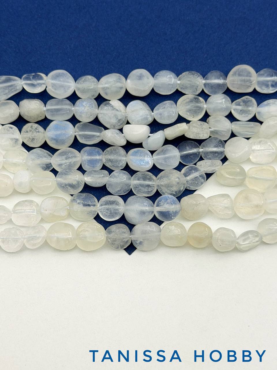 Лунный камень бусины галтовка овал, 8-10мм, нить, Б319