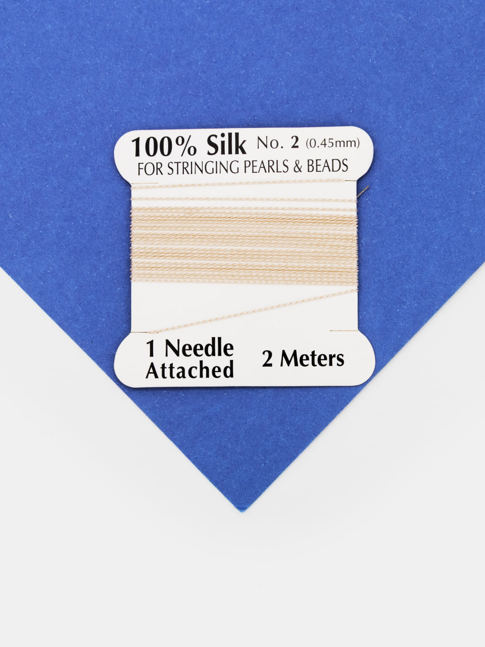 Нить для жемчуга и камней, шелк, 0,45мм, кремовый, катушка 2м + игла в комплекте, Ц053