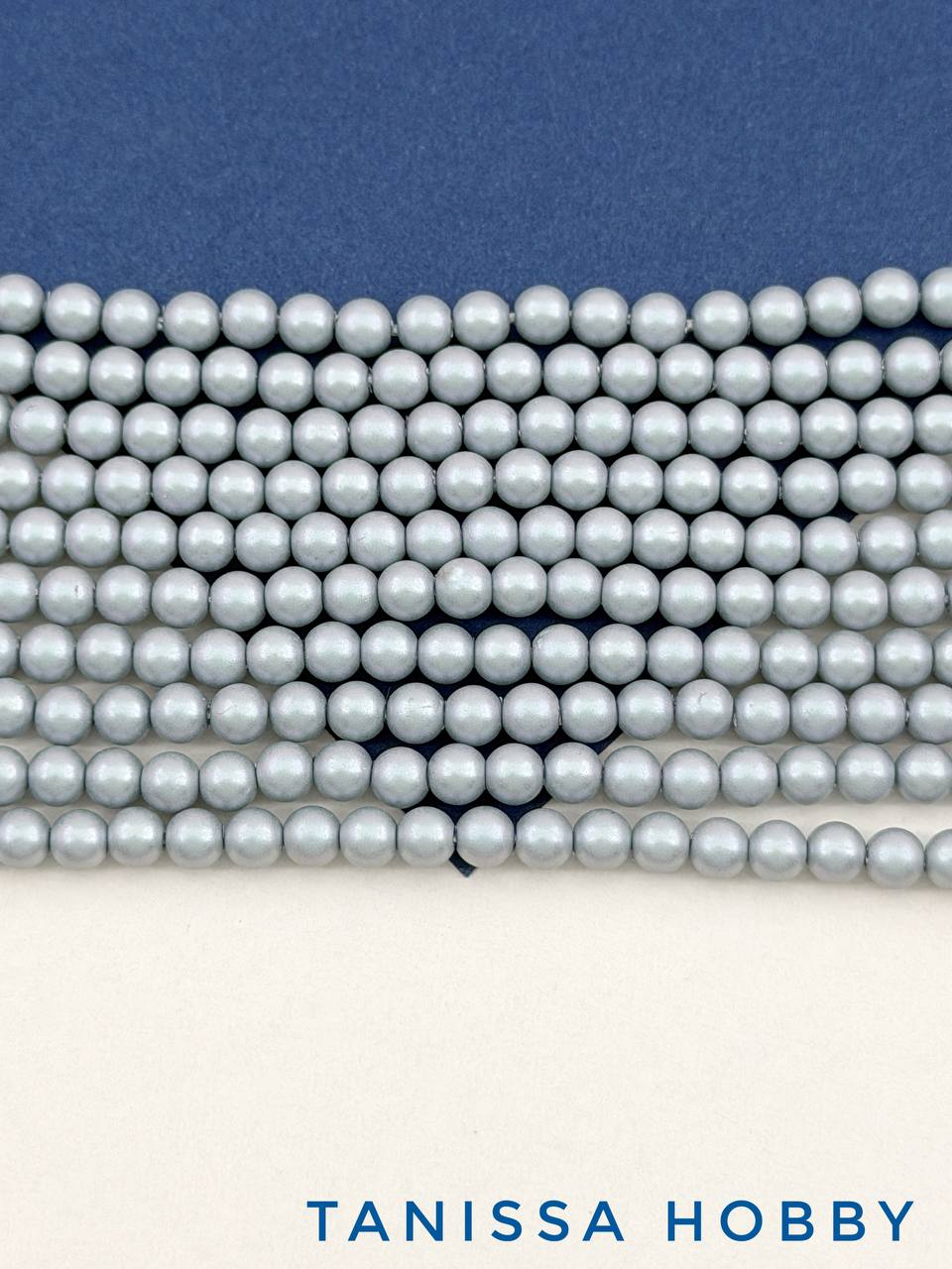 Жемчуг Майорка, серо-голубой, 4мм, нить, МА284