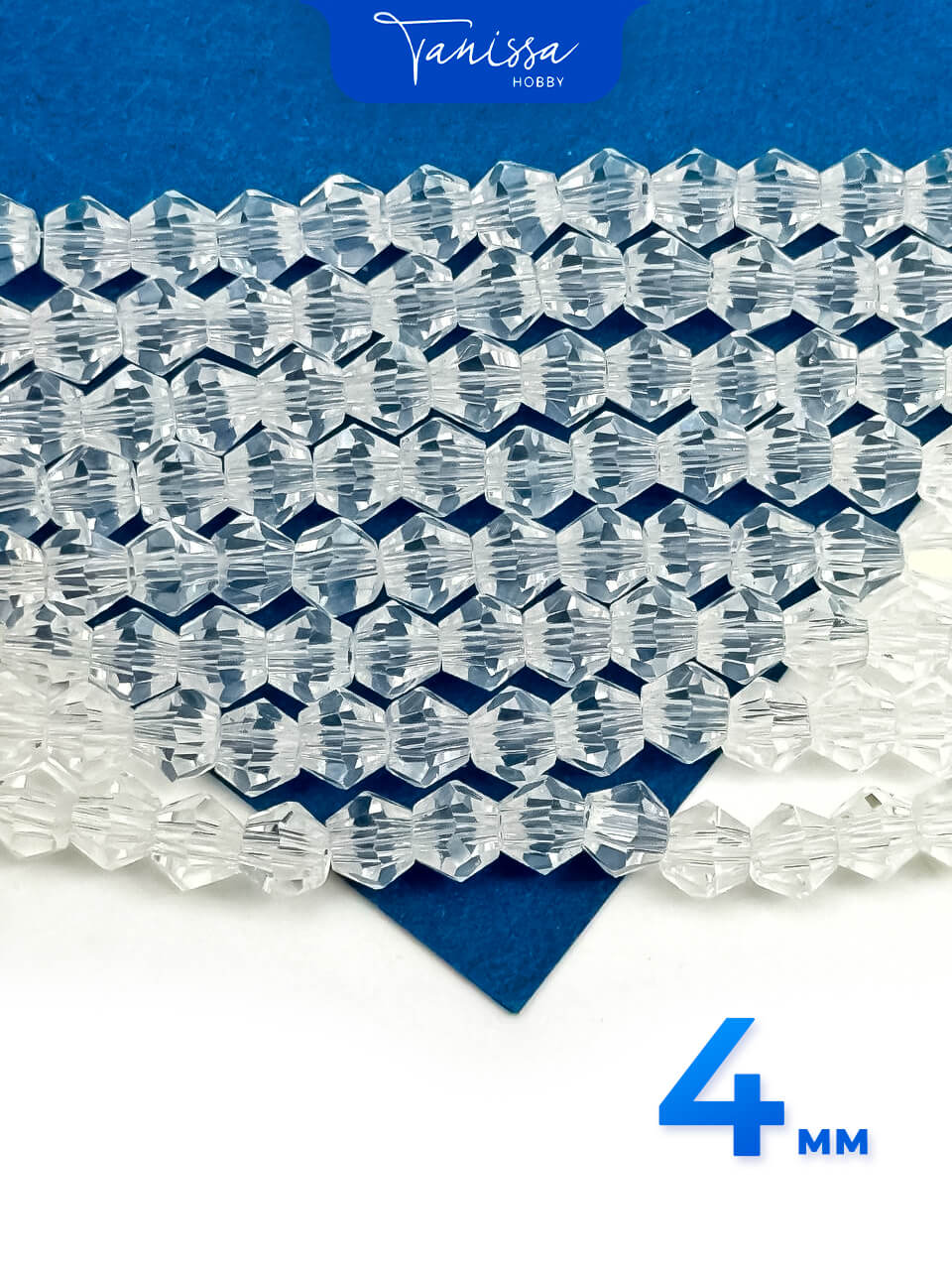 Хрусталь Биконусы 4мм, прозрачный, нить, Х053