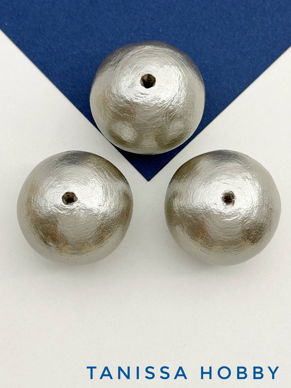 Хлопковый жемчуг 30мм, серый, серебро, Япония, ЖХ22