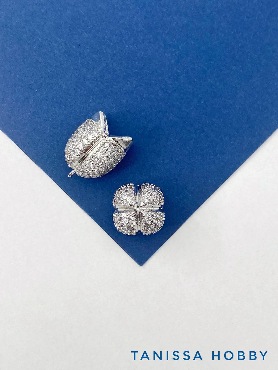 Подвеска концевик шапочка цветок, 20х16мм, родий, А014