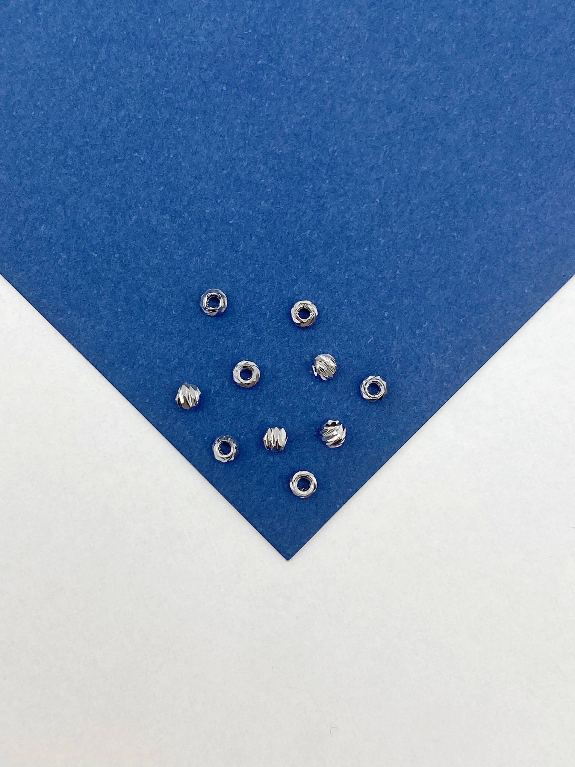 Разделительные бусины граненый шар 3мм, 10 штук, родий, РА015