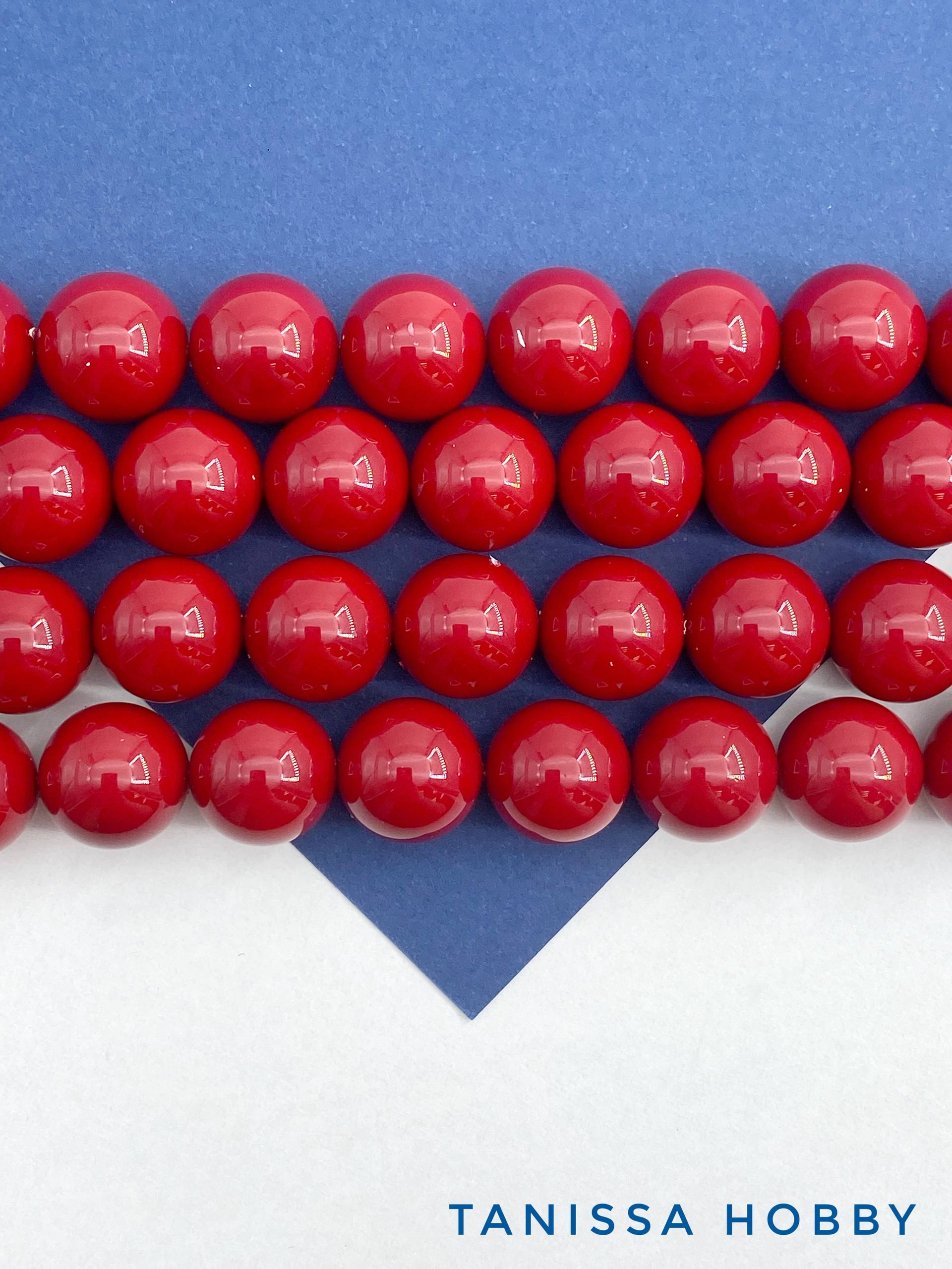 Жемчуг Майорка, круглый, 14мм, красный, ШТУКА, МА268