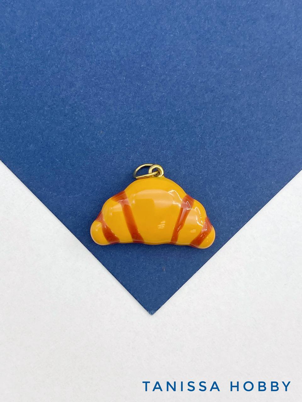 Подвеска круассан, эмаль, сталь, позолота, Ш404