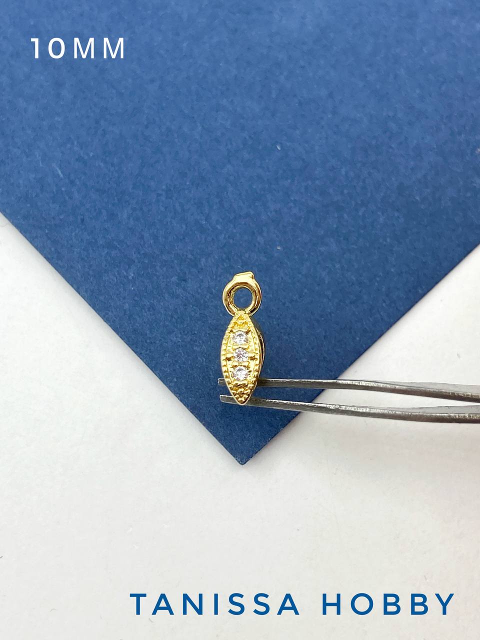 Бейл зажимной с фианитами 10мм, позолота, В211