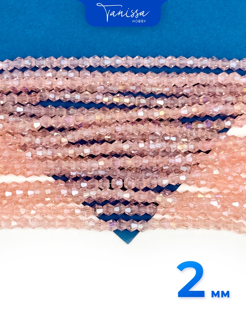 Хрусталь Биконусы 2мм, розовый АВ, нить, Х455