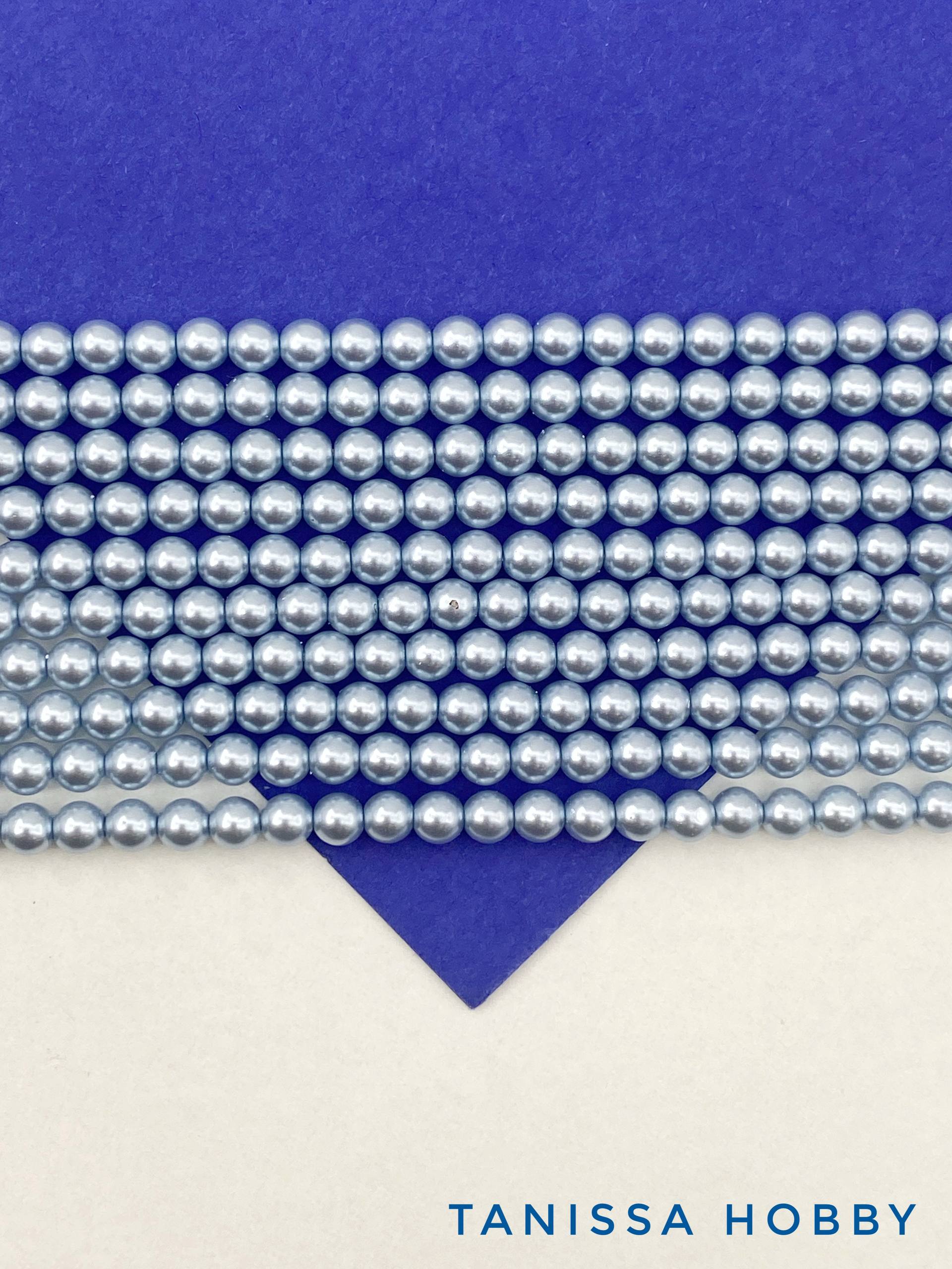 Жемчуг Майорка, голубой, Baby Blue, 4мм, нить, МА255