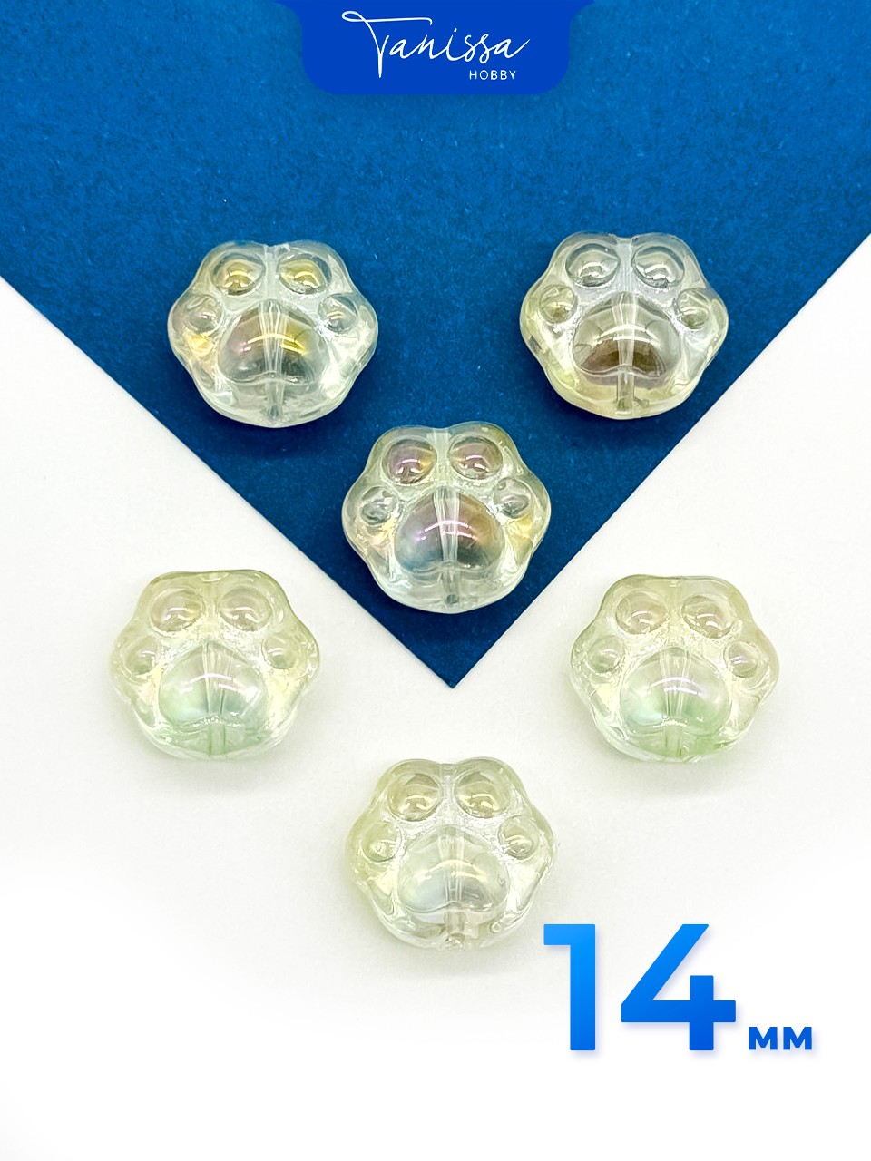 Хрусталь бусина Лапка кота, собаки, желтый, 14мм, штука, Х402