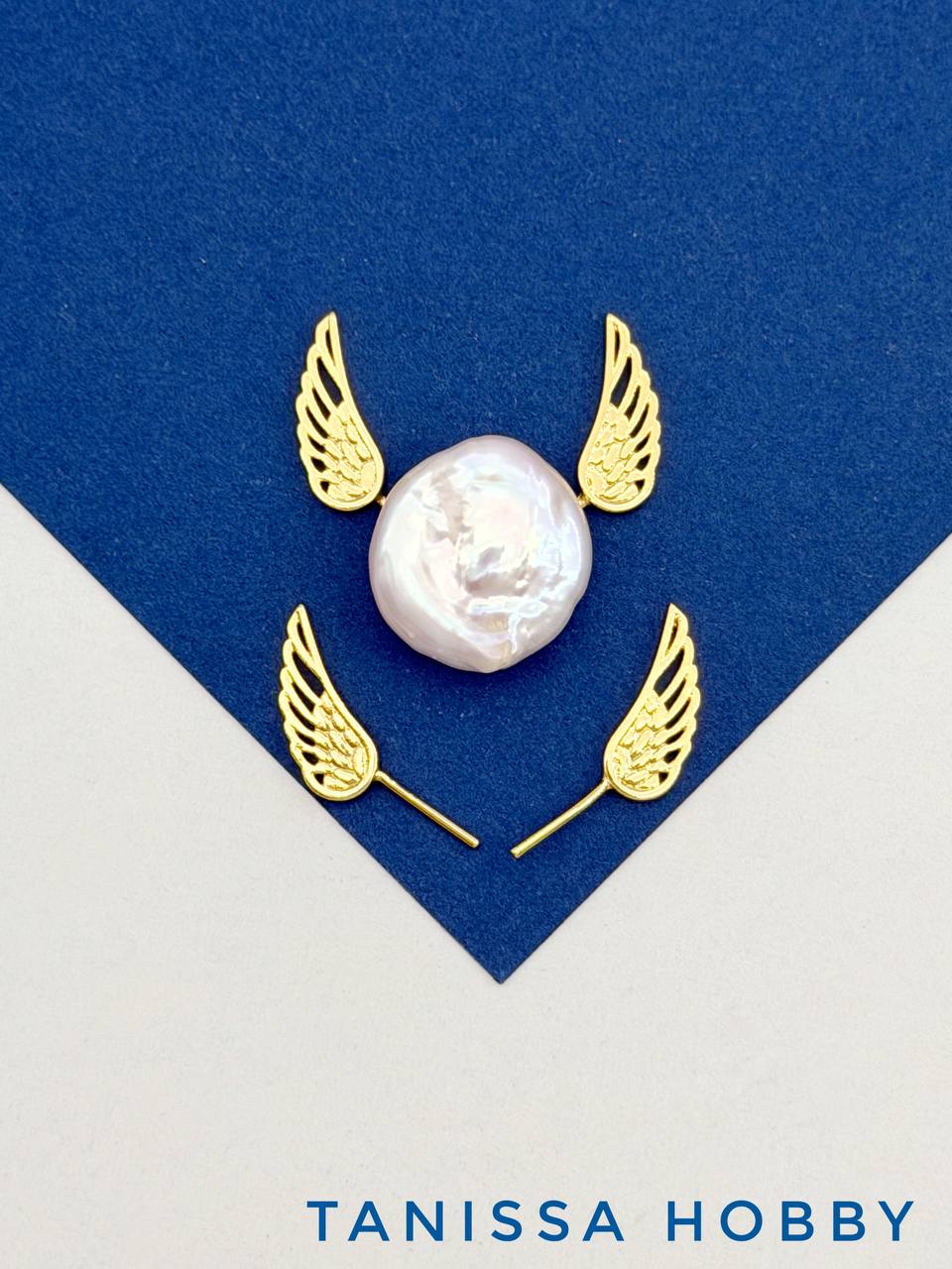 Крылья для вклейки, 15х6мм, ПАРА, позолота, В520