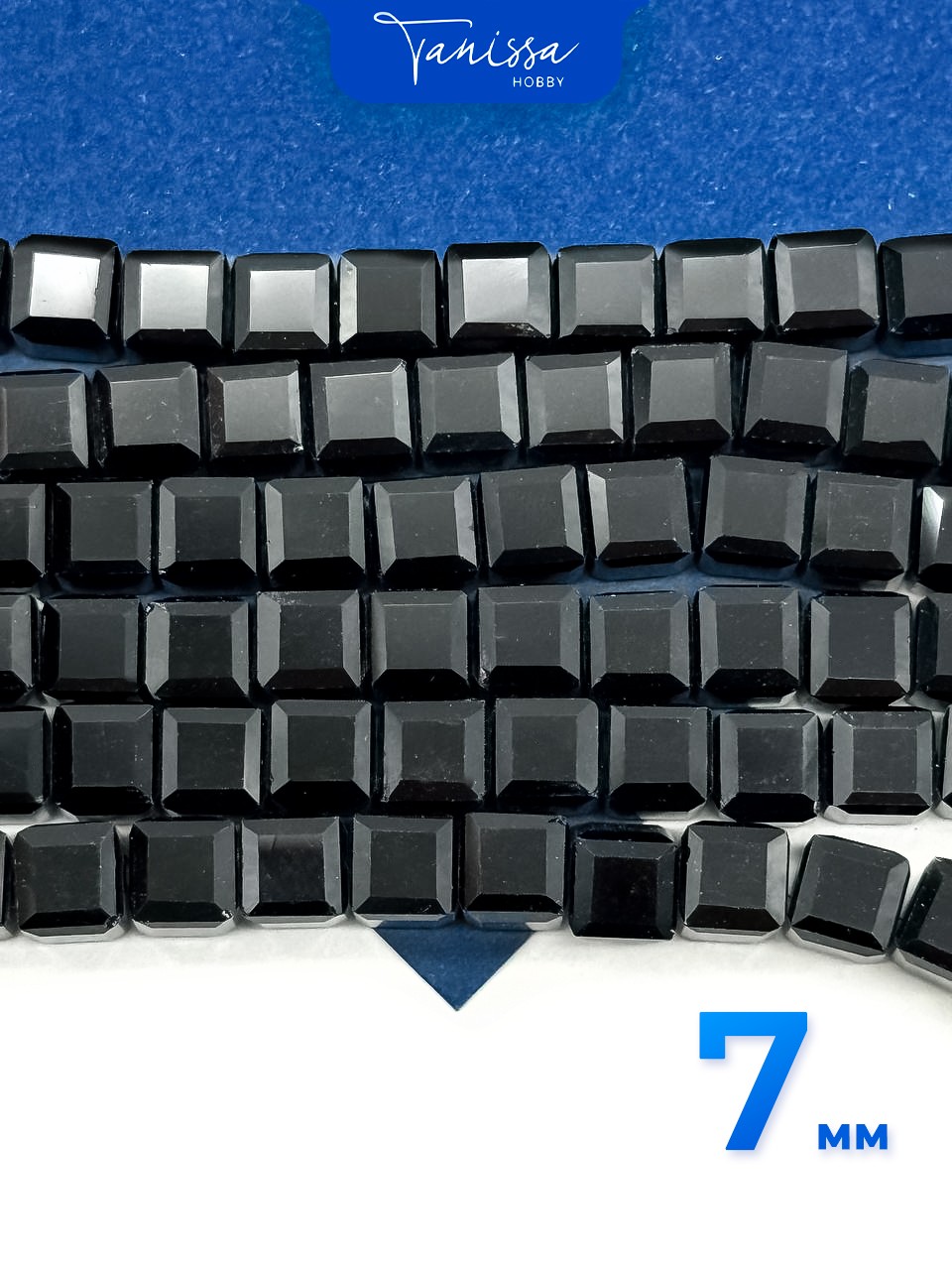 Хрусталь Куб, квадратный, черный, 7мм, 10 штук, Х380