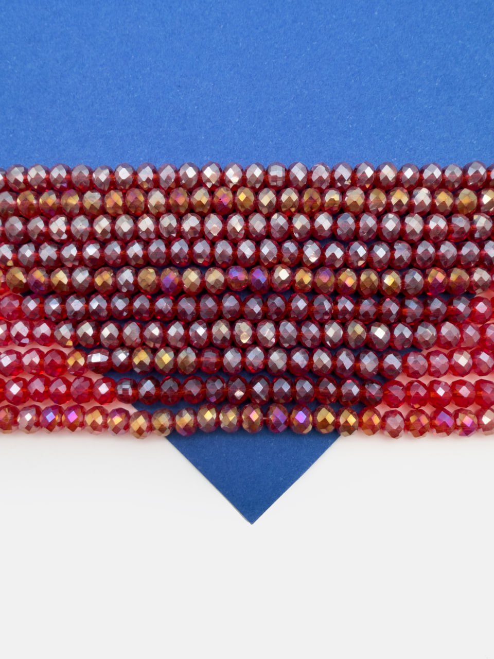 Хрусталь Рондели 4мм, темный красный АВ, нить, Х131