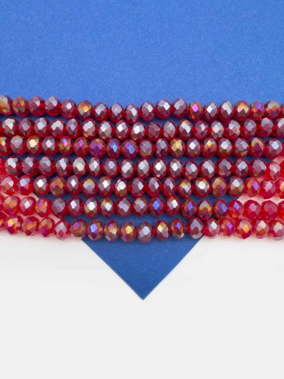 Хрусталь Рондели 6мм, темный красный АВ, нить, Х130