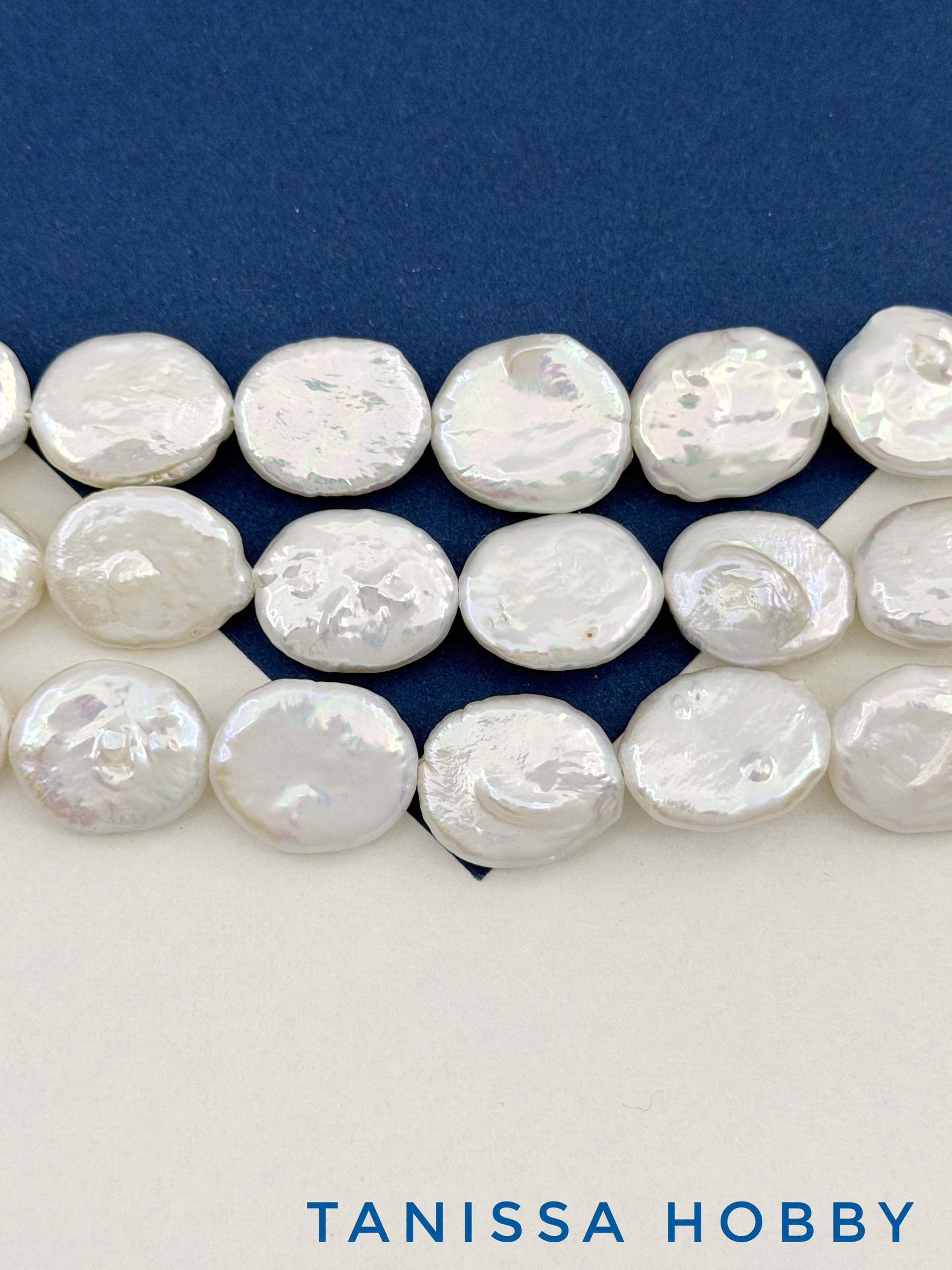 Жемчуг натуральный культивированный, монетка овал, А, 18мм, ШТУКА, Ж028