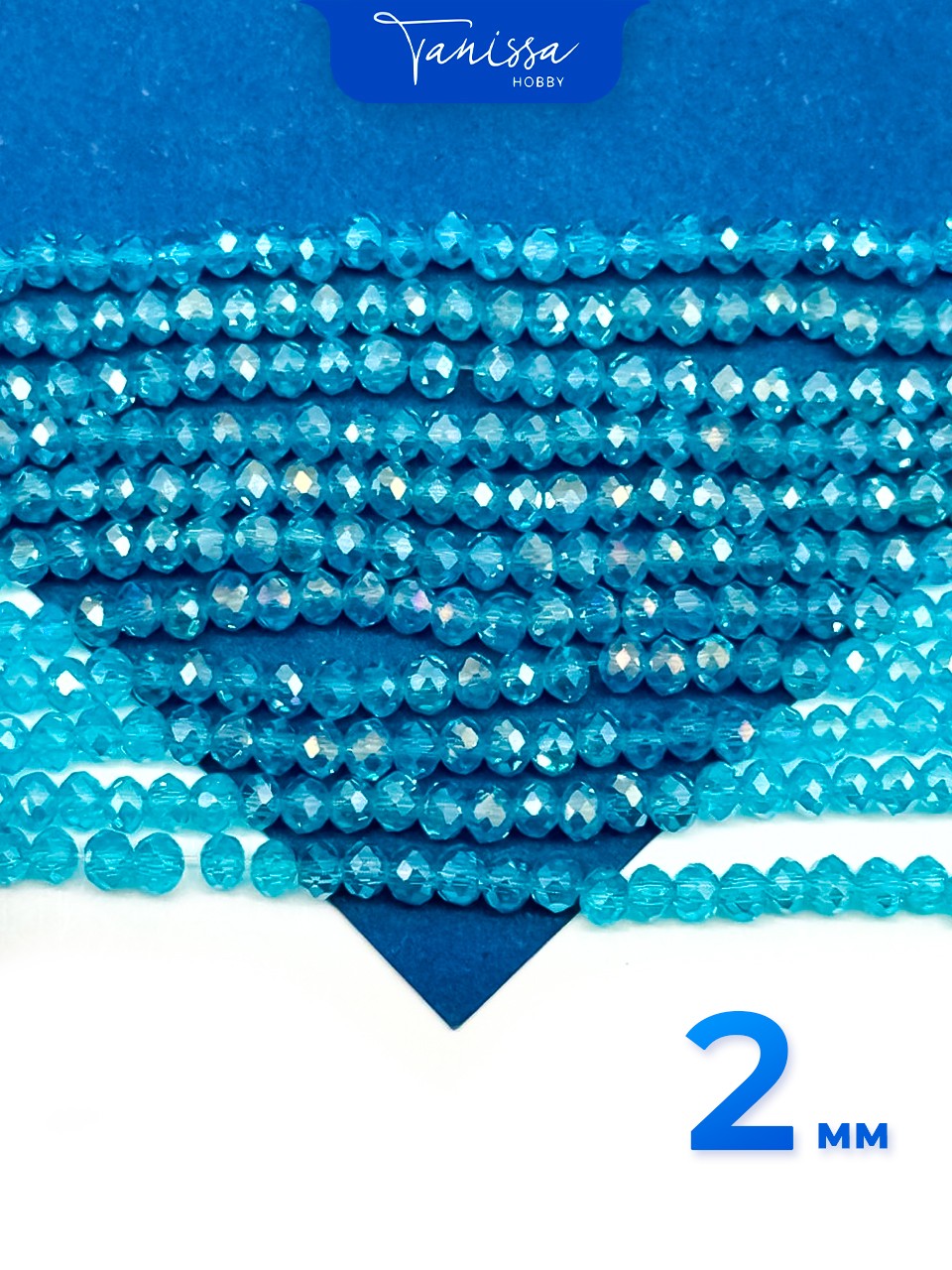 Хрусталь Рондели 2мм, голубой АВ, нить. Х090