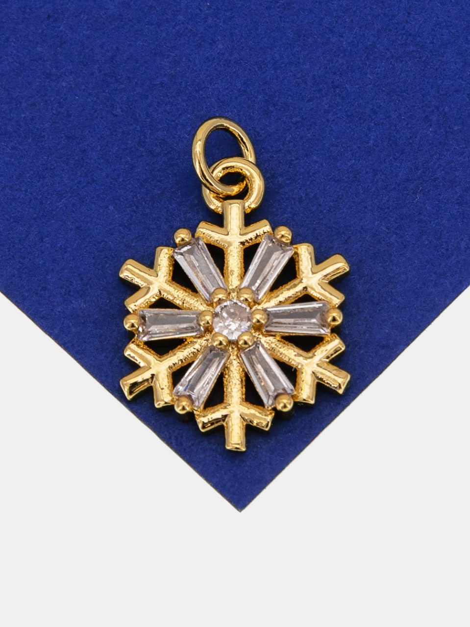 Подвеска снежинка с фианитами, 15х19мм, позолота, С323